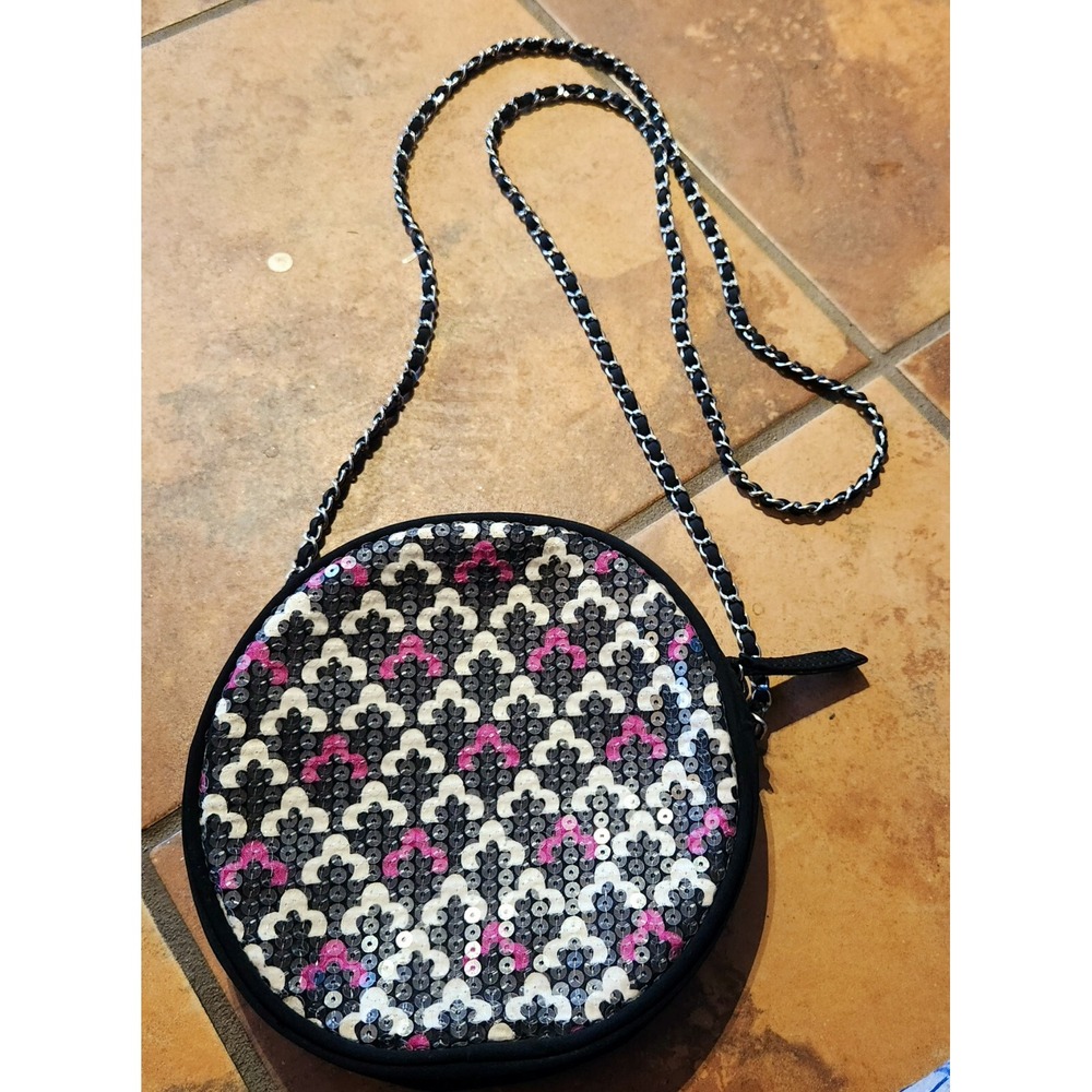 Vera‎ Bradley Sequin Shimmer Round Crossbody Bag Canterberry Magenta Retired